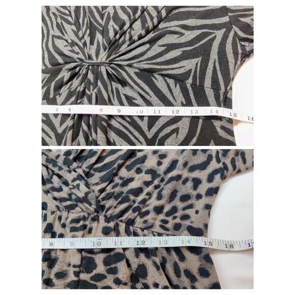 Lot of 2 Soma Animal Print Stretch Jersey Knit Midi Dresses Medium Gray Comfort - Picture 13 of 14